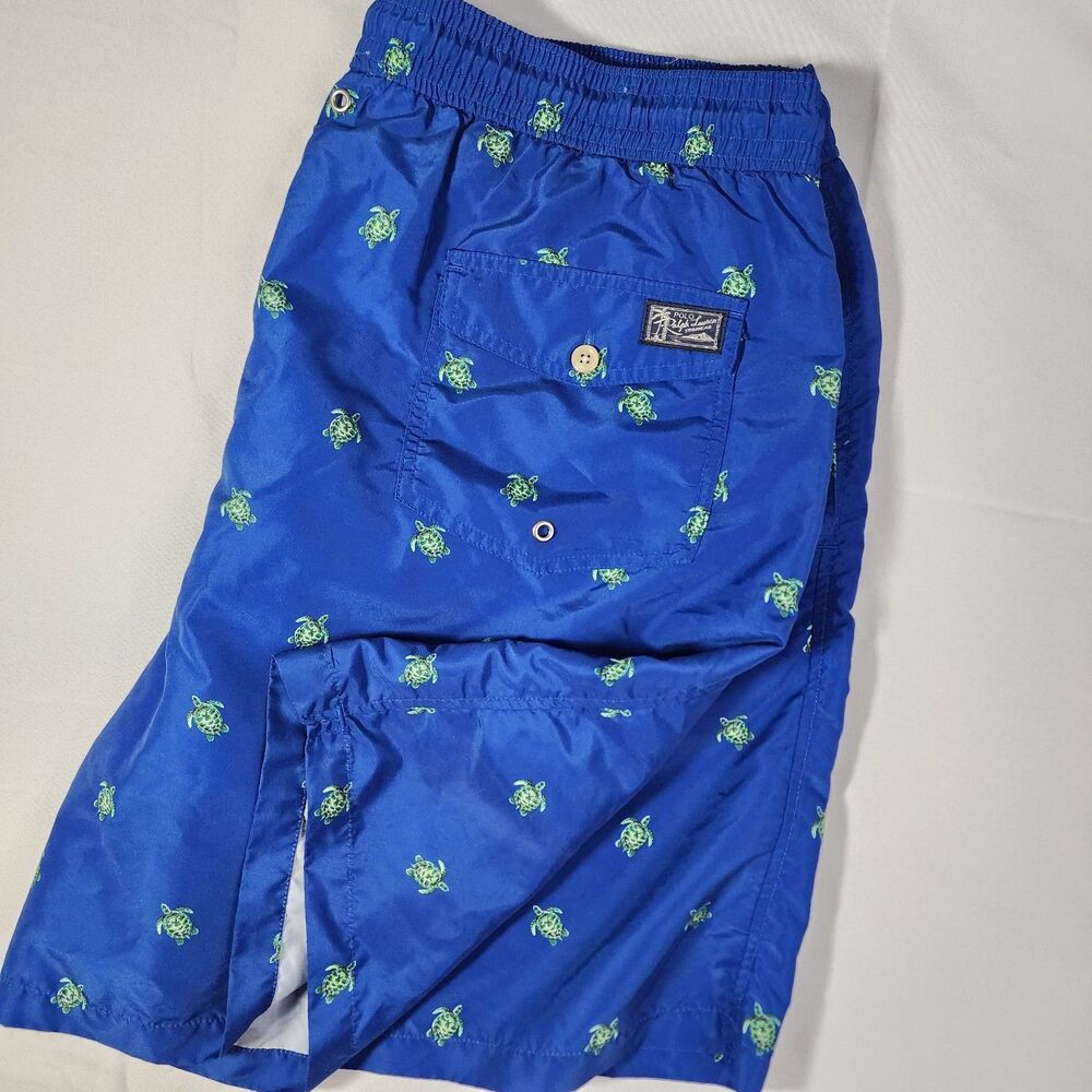 Polo Ralph Lauren Blue Swim Trunks Suit Sea Turtle All Over Print Men's XL Tall
